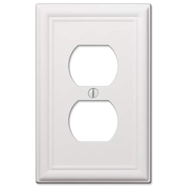 Amerelle Ascher 1-Gang White Duplex Outlet Stamped Steel Wall Plate