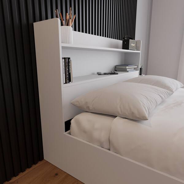 Hunter White Frame Full Size Bookcase Headboard