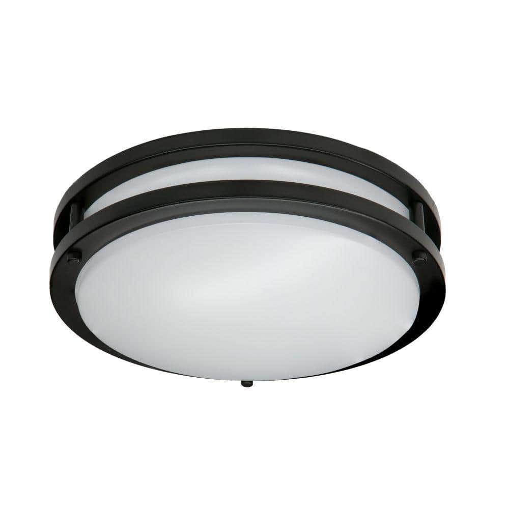Orbit 11 in. Matte Black Round LED Flush Mount Ceiling Light 1000 Lumens 14