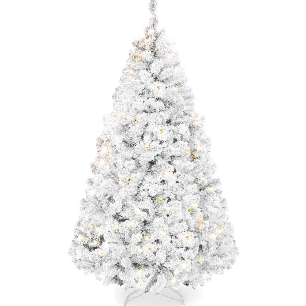 6 ft. White Flocked Pine Pre-Lit Artificial Christmas Tree with 250 Incandescent Warm White/Clear Lights price history on PriceWatchPro