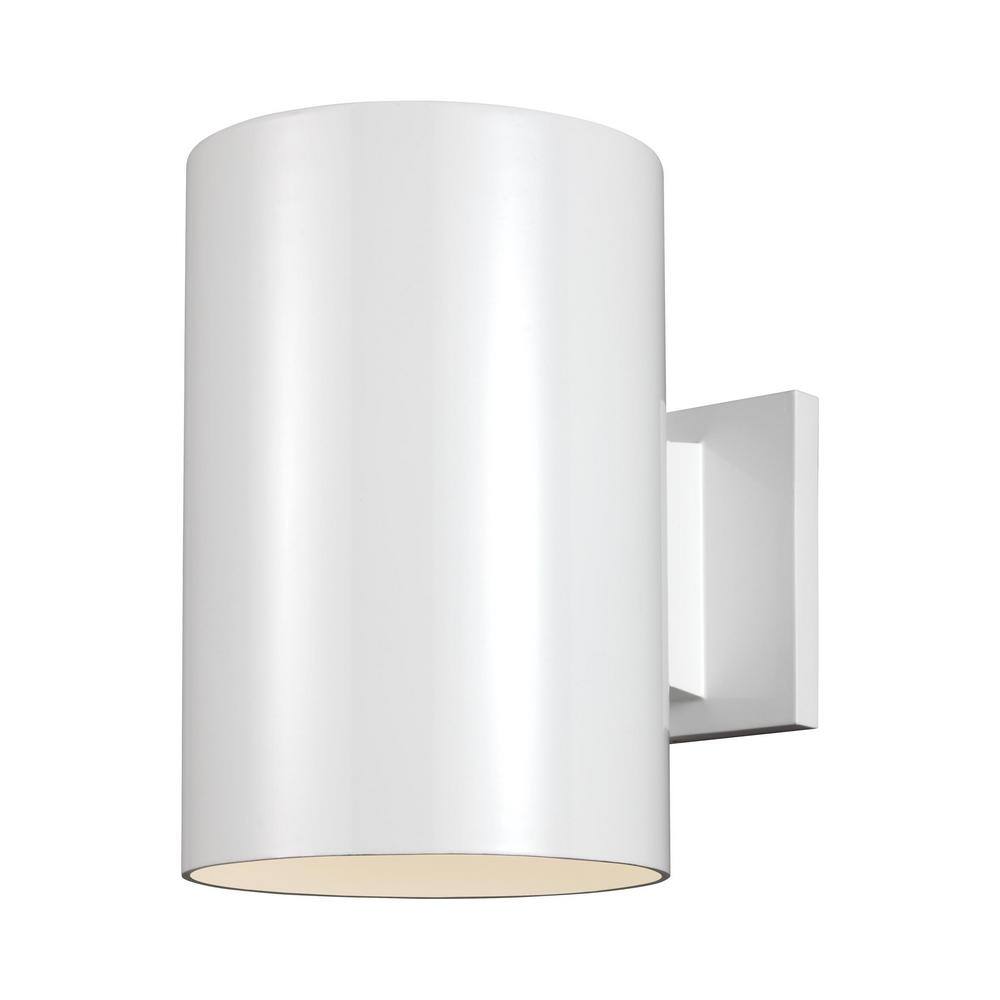 White Cylinder Direct Wired Electric Outdoor Sconce