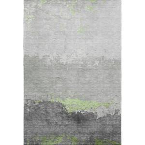 Mayfield Premium Machine Washable Abstract AMF1885 Aloe 8 ft. x 10 ft. Area Rug