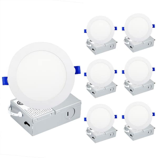 Bieuoram 6 in. Adjustable CCT Indoor Integrated Canless LED Recessed Light Trim, 6-Pack, 5 in. Lens Aperture Size