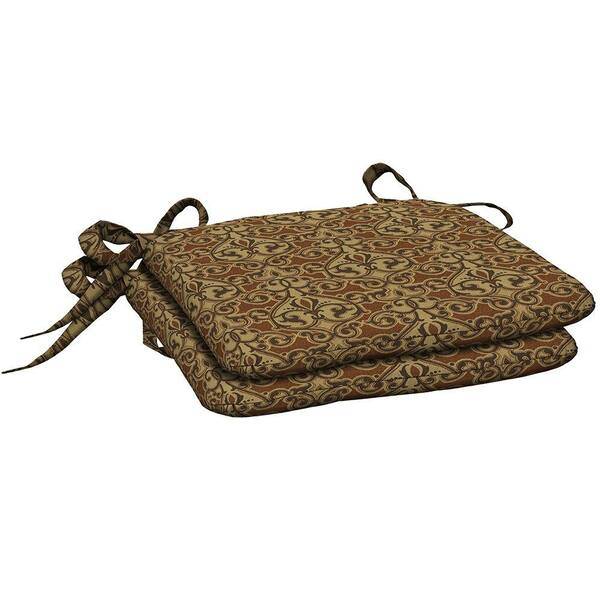 Hampton Bay Cayenne Scroll Outdoor Seat Pad (2-Pack)