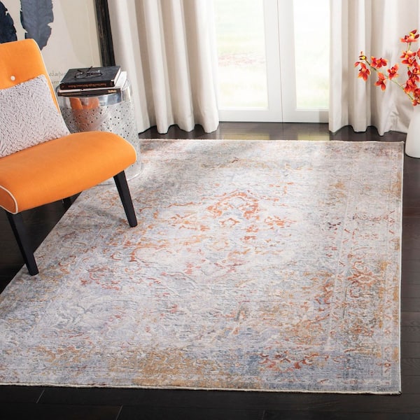 Winston 4 ft. x 6 ft. Gray/Silver Distressed Medallion Area Rug