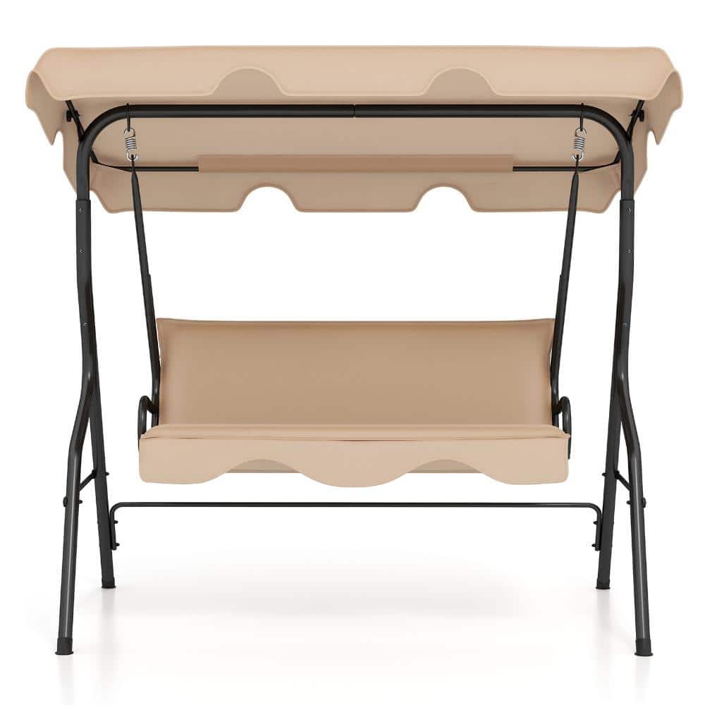 3-Seat Steel Patio Canopy Swing with Beige Cushions, Adjustable Canopy and 440 lb. Capacity price history on PriceWatchPro
