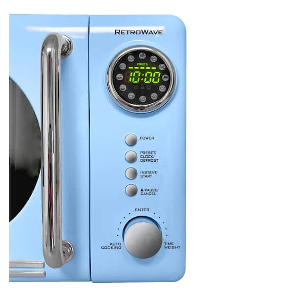 Mini Small Microwave Oven Countertop 0.7 Cu.Ft. 700 Watt Blue Retro  Design,Blue