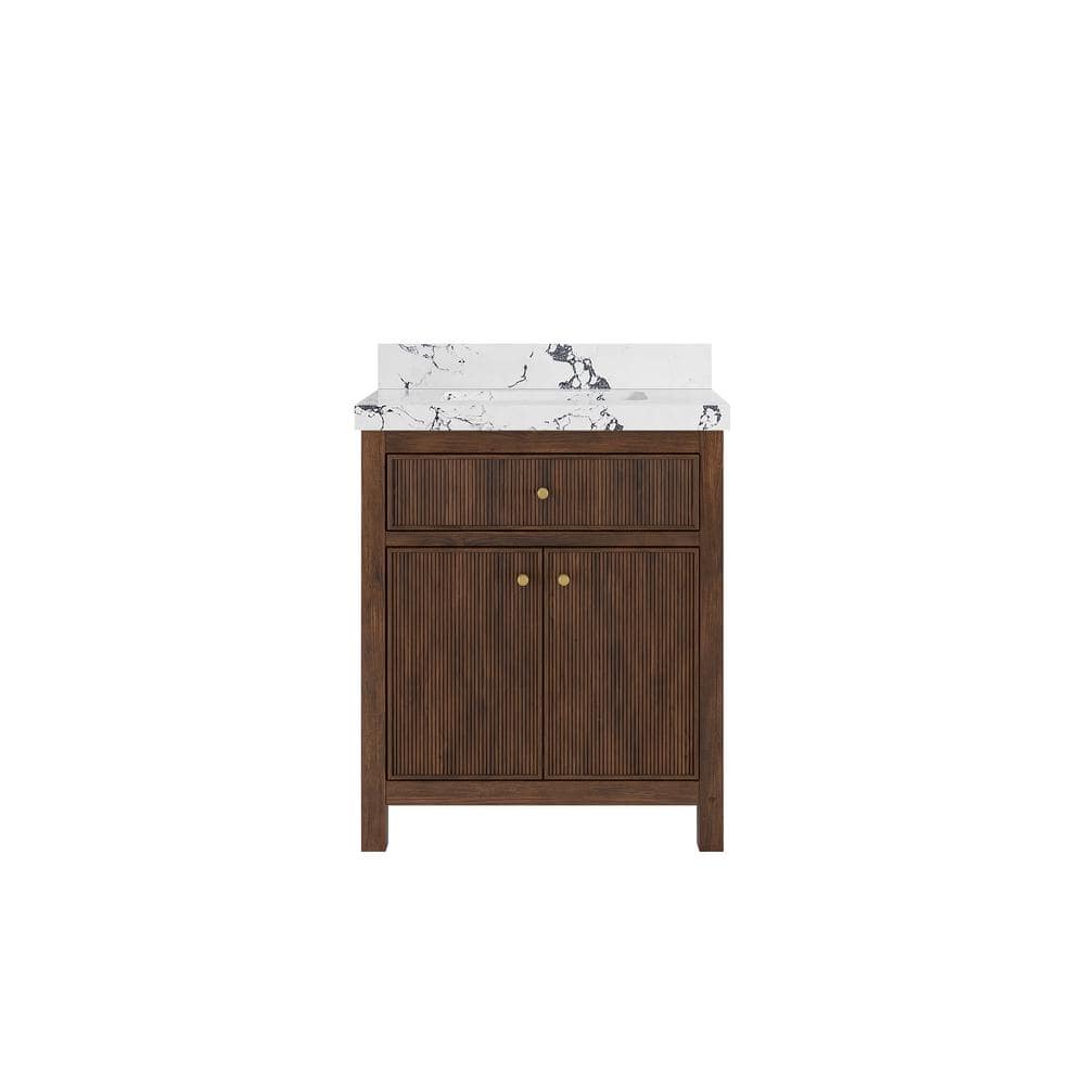 Sonoma Teak 30 in. Single Sink Freestanding Dark Walnut Bath Vanity with Viola Night Qt. Top Unassembled price history on PriceWatchPro