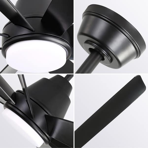 72 in. Smart Indoor Black Noiseless Black Blades Downrod MountCeiling Fan with 3-Color Dimmable LED and 3-Size Downrods
