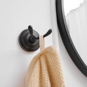 Zinc Traditional Bathroom J-Hook Double Robe/Towel Hook in Oil Rubbed Bronze