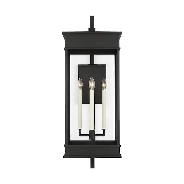 Generation Lighting Cupertino 35.125 in. H Textured Black Outdoor Hardwired Extra Large Bracket Wall Lantern Sconce with No Bulbs Included