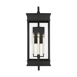 Cupertino 35.125 in. H Textured Black Outdoor Hardwired Extra Large Bracket Wall Lantern Sconce with No Bulbs Included