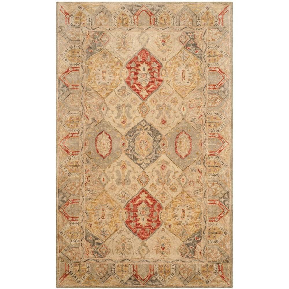 Antiquity Persian Style Red and Nude Wool Area Rug