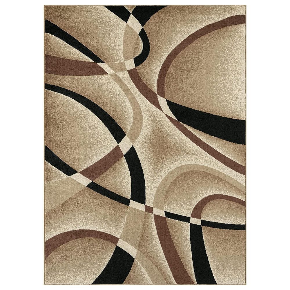 Beige Polypropylene 6 ft. 5 in. x 9 ft. Geometric Indoor Area Rug