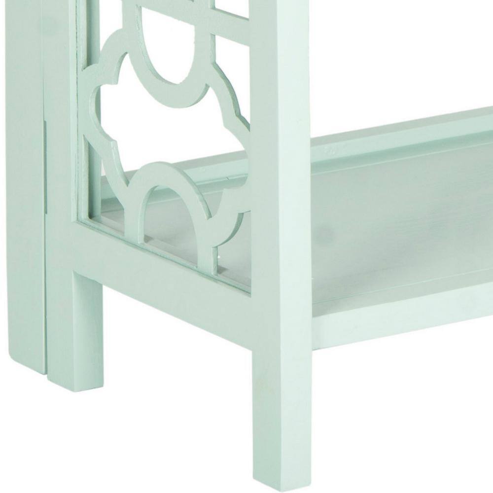 Natalie Aqua Smoke 3-Tier Wood Étagère with Latticework