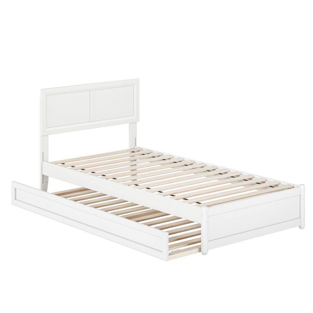 Lylah Walnut Brown Solid Wood Frame King Platform Bed with Panel Footboard and Twin XL Trundle - thumbnail 6