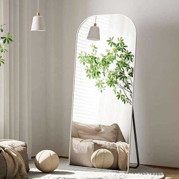 21 in. W x 56 in. H Modern Silver Arched Aluminum Alloy Framed Full Length Floor Mirror Standing Mirror