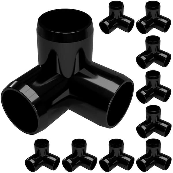 Formufit 1/2 in. Furniture Grade PVC 3-Way Elbow in Black (10-Pack)