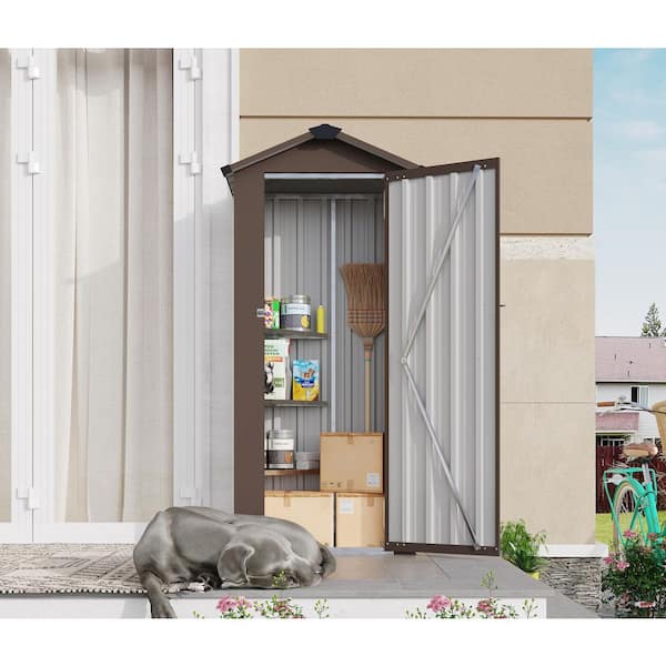 2.4 ft. W x 1.4 ft. D Compact Metal Garden Shed Galvanized Iron Waterproof Lockable with Included Tools(3.4 sq. ft. )