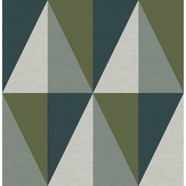 A-Street Prints Aspect Green Geometric Faux Grasscloth Green Wallpaper Sample