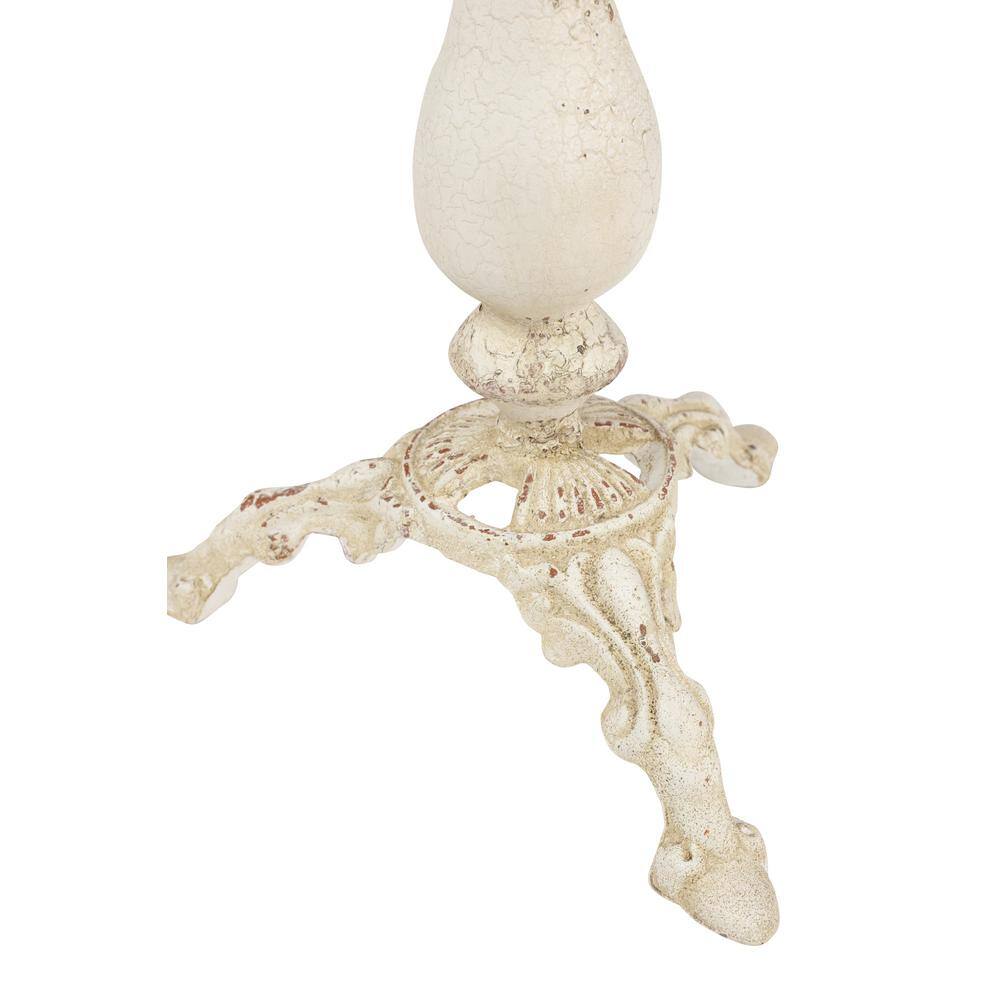 Tall Distressed White Iron Candle Lantern Set