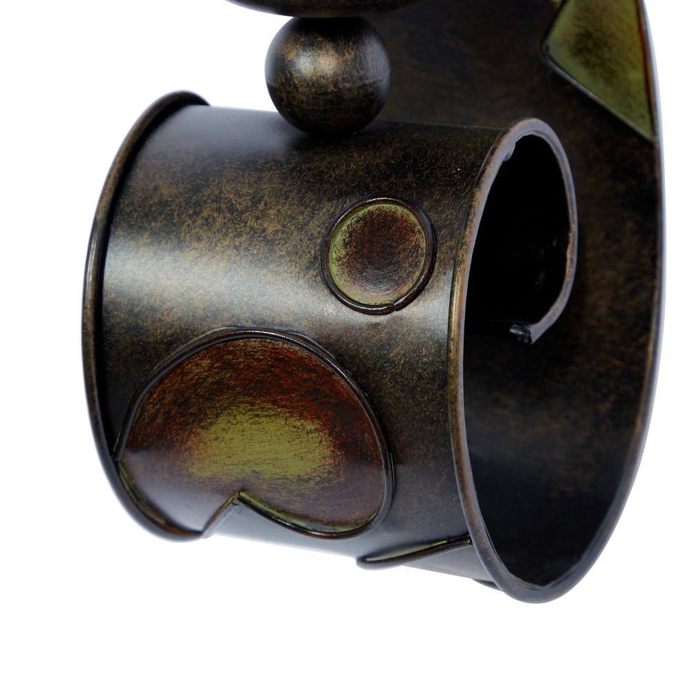 Bronze and Green Metal Abstract Wall Candle Holder Set