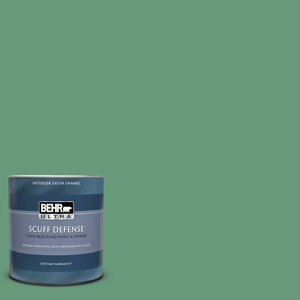 BEHR ULTRA 1 qt. #470D-5 Herbal Extra Durable Satin Enamel Interior Paint &  Primer 775304 - The Home Depot