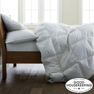 Light Warmth White Full Down Comforter with Organic Cotton Cover