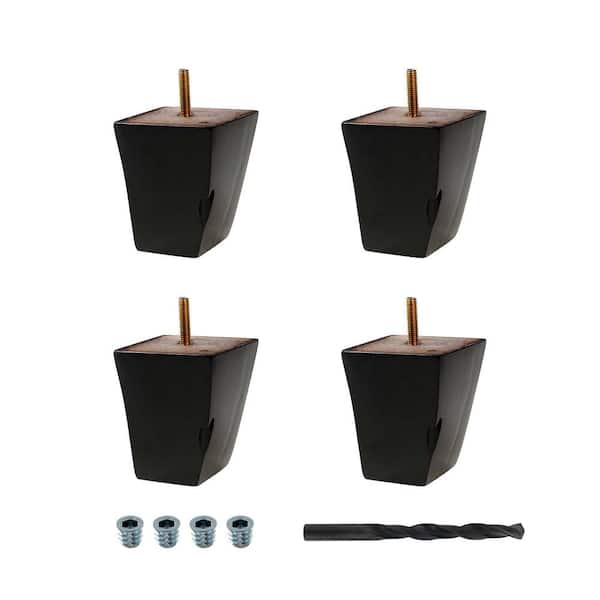 American Pro Decor 3-3/4 in. x 3 in. Stained Espresso Solid Hardwood Square Bun Foot (4-Pack)