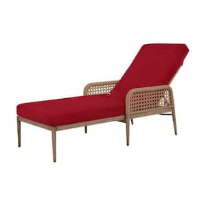 Coral Vista Brown Wicker Outdoor Patio Chaise Lounge with CushionGuard Chili Red Cushions
