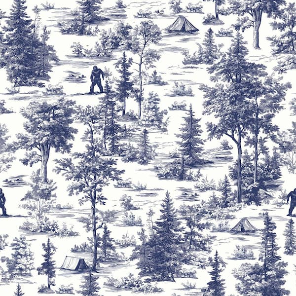 Veer Decor Bigfoot Novelty Toile Navy Blue Peel and Stick