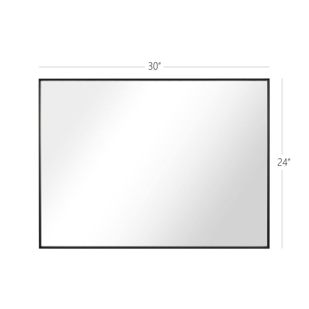 Sleek Modern Black Aluminum 30" x 24" Bathroom Vanity Mirror