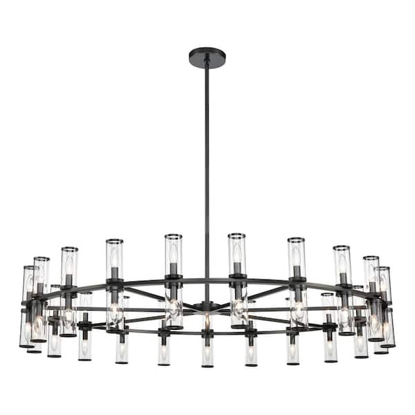Revolve 61 in. 42-Light 25-Watt Clear Glass/Urban Bronze Chandelier