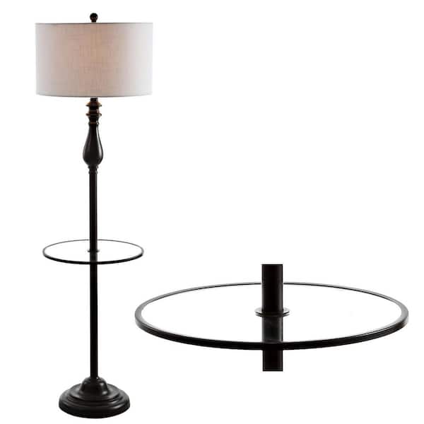 JONATHAN Y Laine 60 in. Metal/Glass LED Side Table and Floor Lamp, Oil Rubbed Bronze