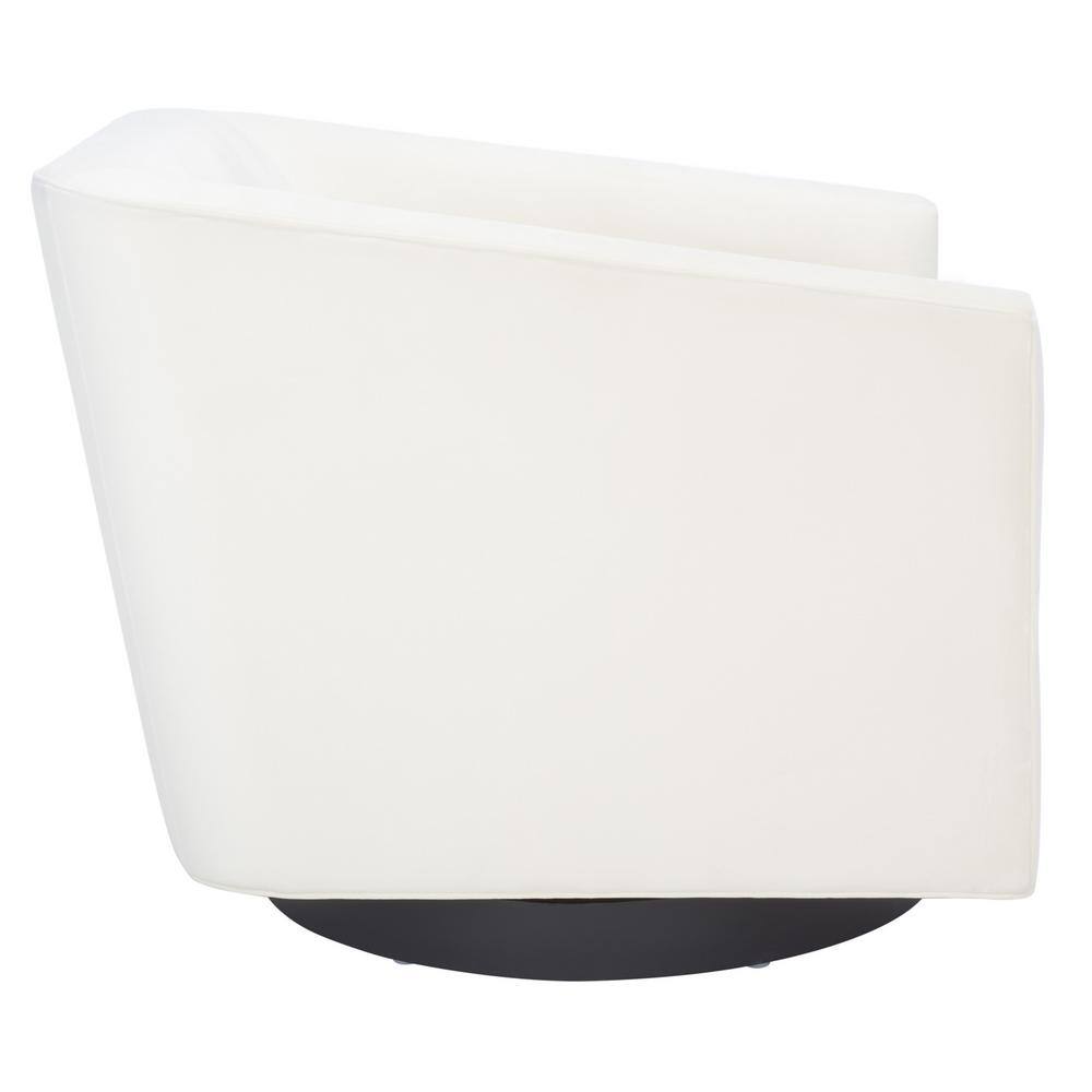Birdie Cream Velvet Swivel Accent Chair with Wood Base