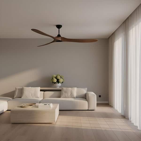 Fan Maverick Smart 70 in. Midnight Black Modern Downrod Mount Standard Ceiling Fan with Remote
