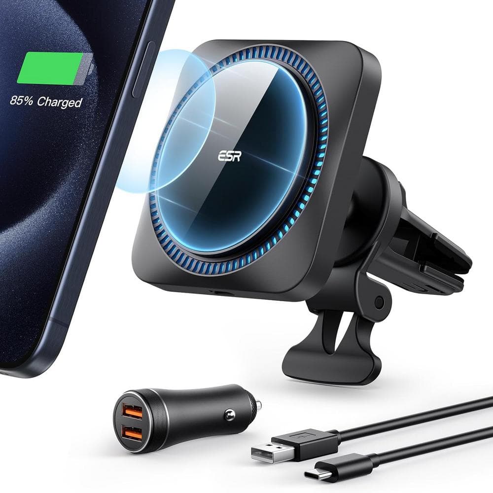 ESR HaloLock Wireless Car Charging Set with CryoBoost Frosted Onyx