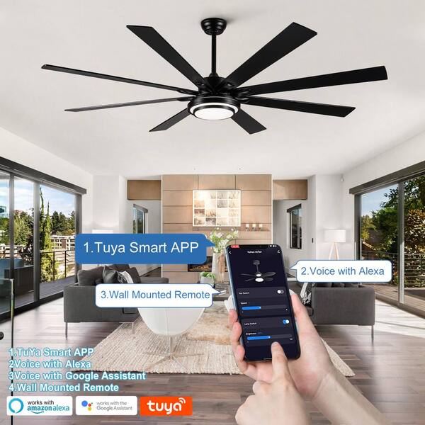Sofucor 72" Smart Ceiling Fan With LED Light - APP/Remote Control - Works With Alexa/Google