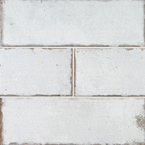 Reina Cloud White 4 in. x 12 in. Gloss Subway Ceramic Wall Tile (10.98 sq. ft./Case)