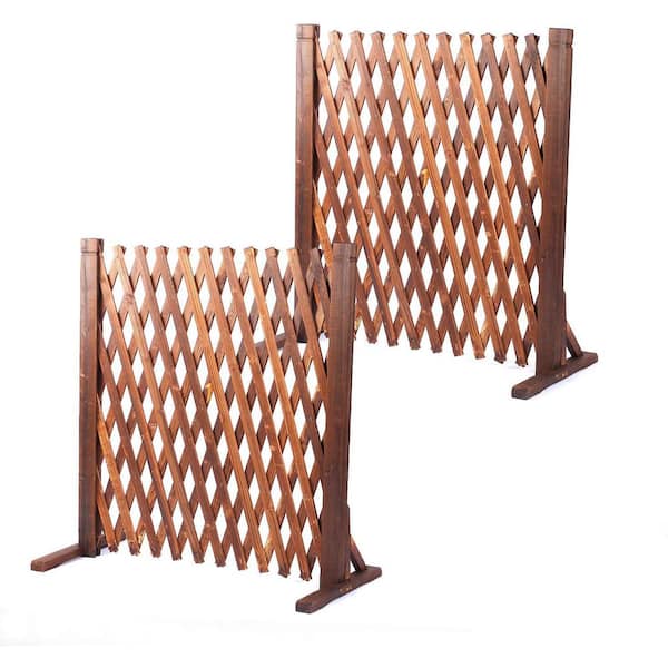 Afoxsos 27.5 in. x 59 in. Indoor/Outdoor Retractable Expandable Garden Fence in Brown