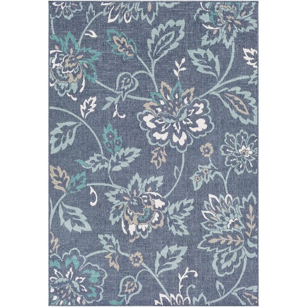 Artistic Weavers Felix Aqua 8 ft. 9 in. x 12 ft. 9 in. Floral Indoor/Outdoor Patio Area Rug