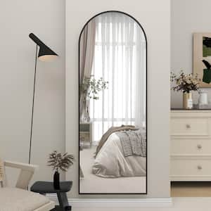 21 in. W x 63 in. H Arched Black Aluminum Alloy Framed Full Length Mirror Standing Floor Mirror