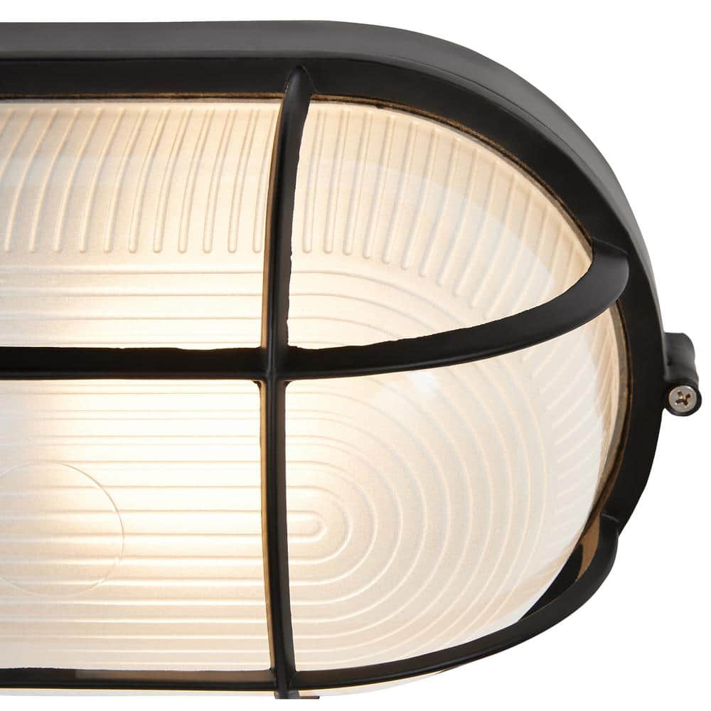 Nauticus Black Frosted Glass Outdoor Wall Light