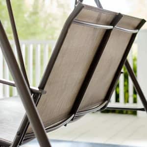 Mix and Match 2-Person Steel Sling Dark Taupe Outdoor Patio Swing in Taupe