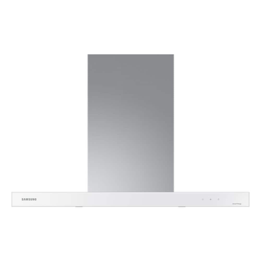"Samsung 36"" BESPOKE Wall Mount Range Hood in Clean White, Clean White Panel/ Stainless Steel Duct"