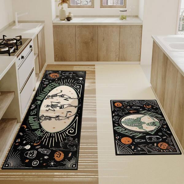 Sm:)e Bats Black Cats Boo Pumpkin Halloween Kitchen Mats Set Of 2, Home Decor Low-Profile Kitchen Rugs For Floor 17x29 And 17x47 Inch - View #5