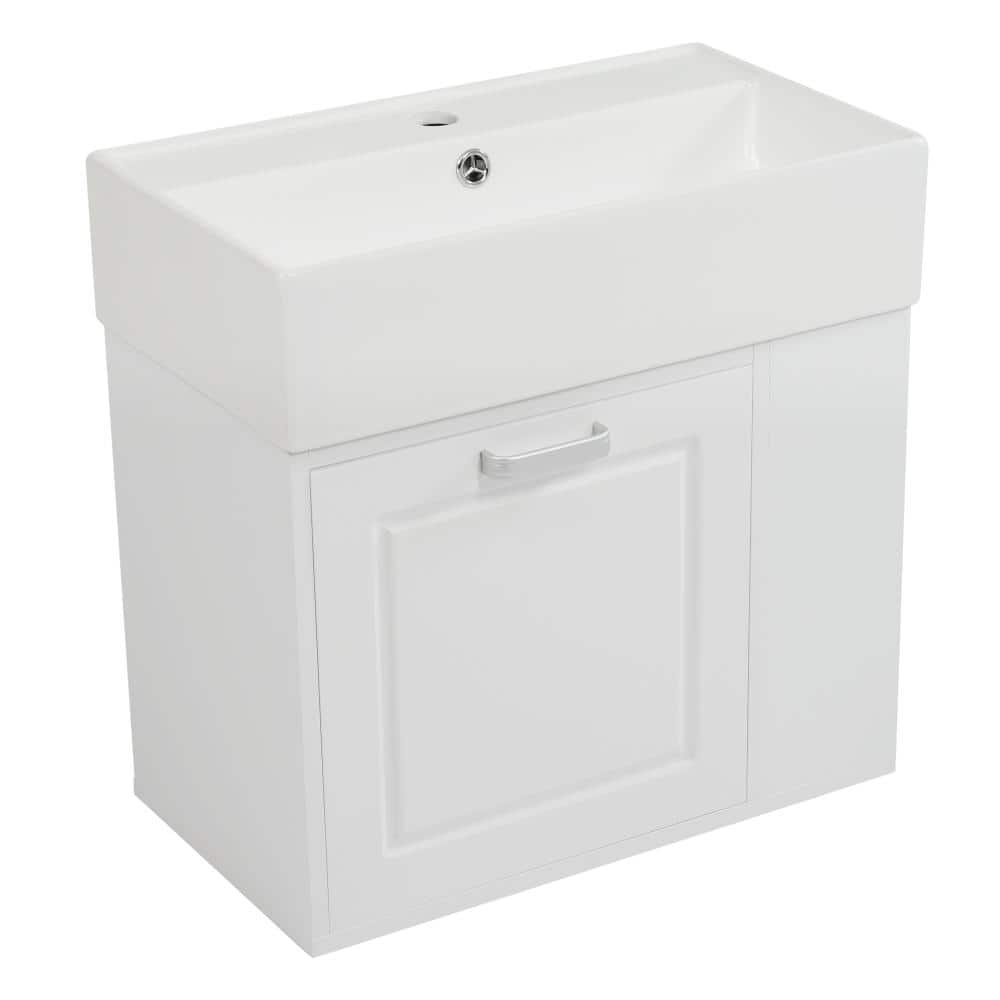 21.8 in. W x 12.1 in. D x 21.5 in. H Wall Mounted Bath Vanity in White with White Ceramic Top(Unassembled) price history on PriceWatchPro