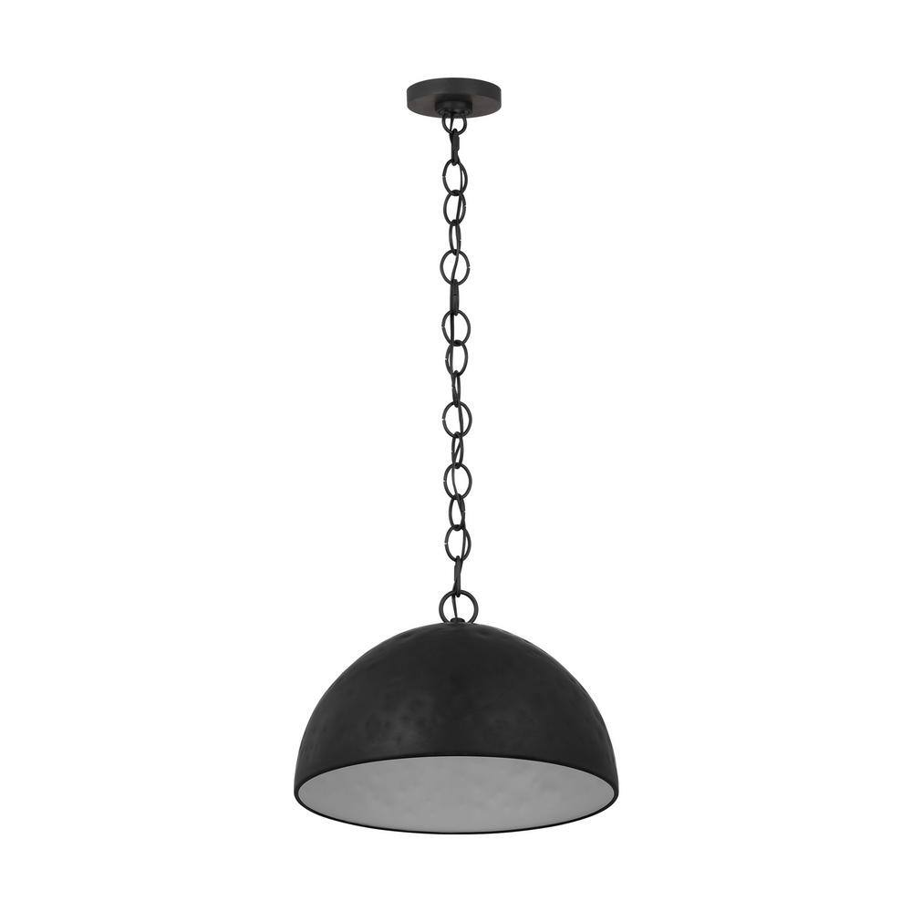 Aged Iron Dome Single Light Pendant with Chain
