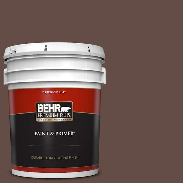 BEHR PREMIUM PLUS 5 gal. #PPU3-20 Cinnabark Flat Exterior Paint & Primer