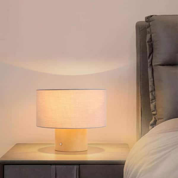 Keazile 10 in. Natural Modern Small Table Lamp with Grey
